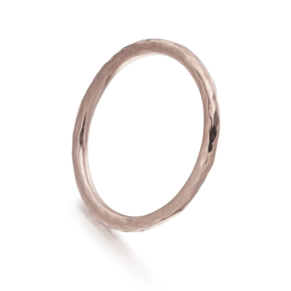 Hammered Ring in 18ct Rose Gold Plated Vermeil on Sterling Silver